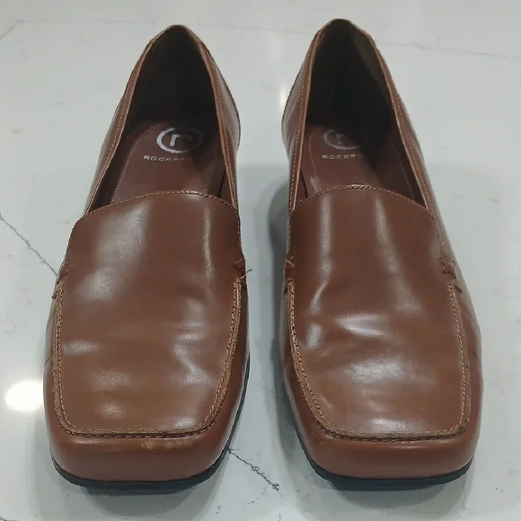 Rockport Women's Brown Loafers Sz9.5 Leather Upper Pre-owned - Picture 2 of 8